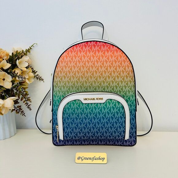 Michael Kors Jaycee Medium Ombré Signature Logo Backpack Rainbow - Picture 1 of 10